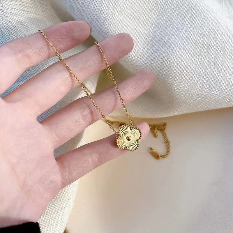 Lucky Clover Necklace - 18K Gold Plated Four Leaf Pendant | Minimalist Layered Chain Jewellery