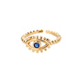 Bague turque zircon yeux maléfiques pour femmes réglable plaqué or acier inoxydable bague couple bagues de mariage