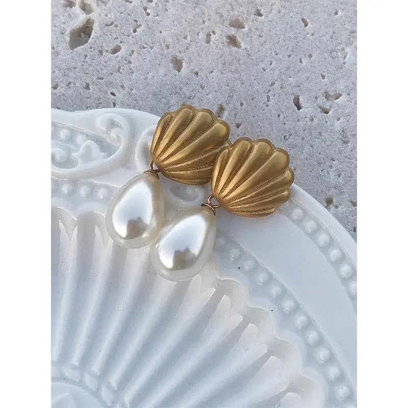 Nouvelles boucles d'oreilles pendantes en perles givrées pour femmes, style français, bijoux vintage, cadeaux.