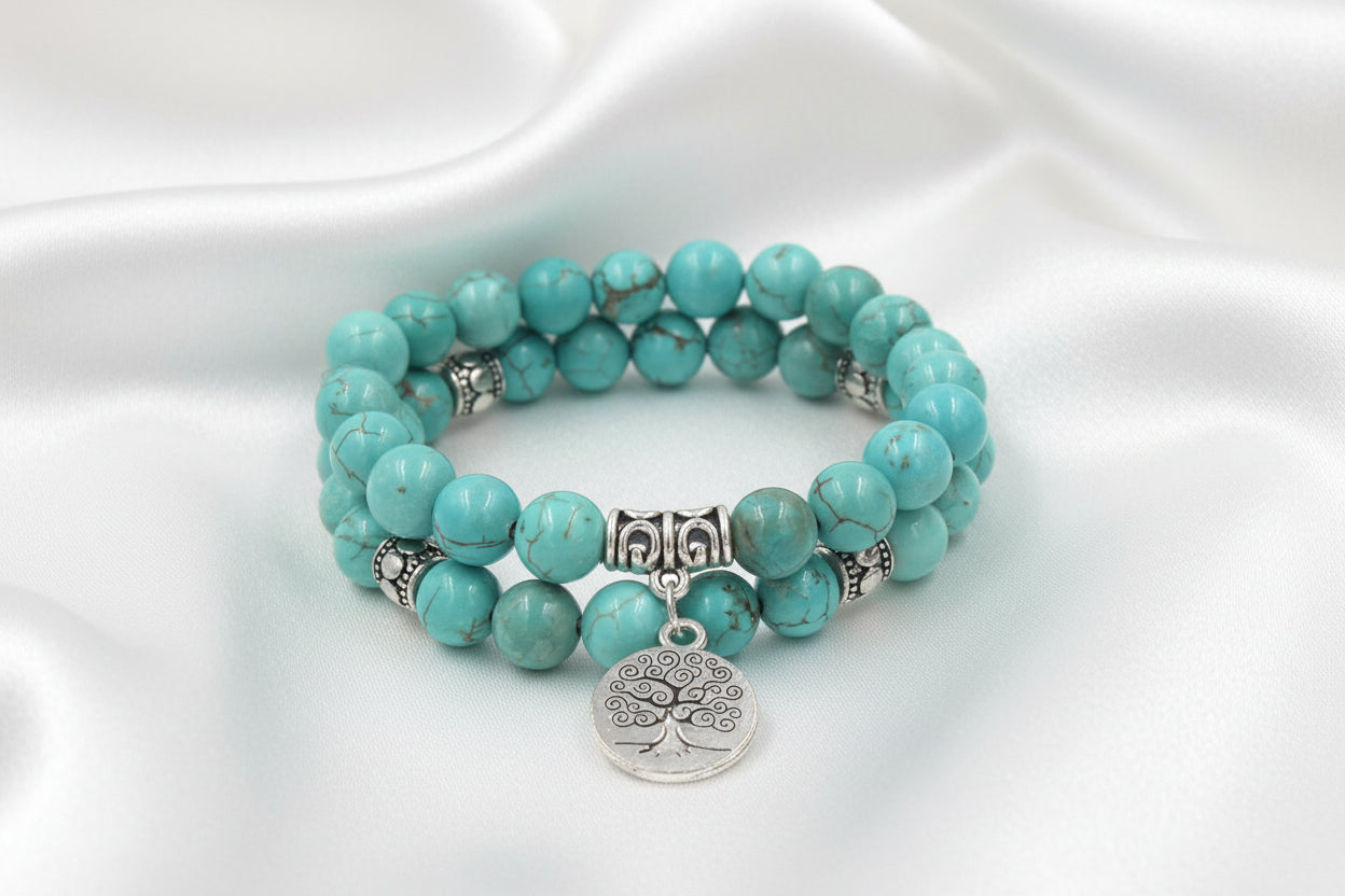 Cleopatra Inspired  Ruberthen Tree of Life jewelry Yoga Mala Bracelet Stone Healing Protection Elastic Beaded Stacking Bracelet Spiritual jewelry