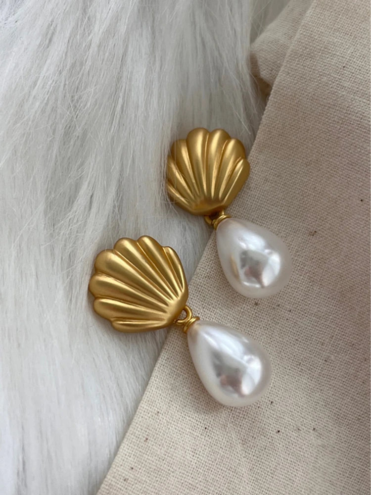 Nouvelles boucles d'oreilles pendantes en perles givrées pour femmes, style français, bijoux vintage, cadeaux.