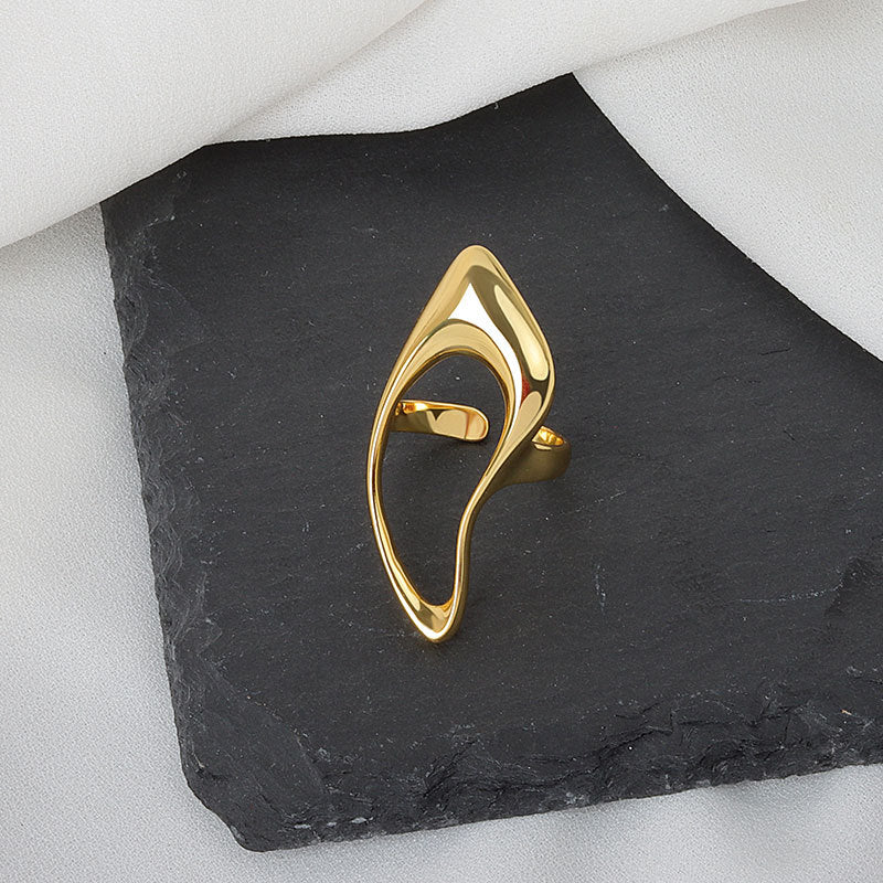 Silver Geometric Hollow Ring for Women - Adjustable Statement Fashion Jewellery