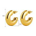 Chunky Gold Hoop Earrings - Viral TikTok Trend Statement Hoops | Glossy C-Shape Stacked Earrings