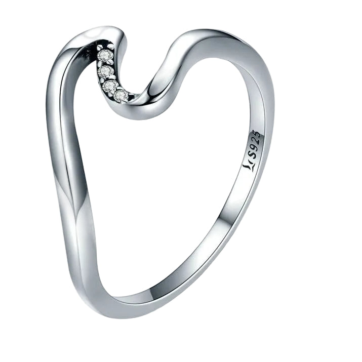 BAMOER Authentic 100% 925 Sterling Silver Geometric Wave Finger Rings for Women Wedding Engagement Jewelry