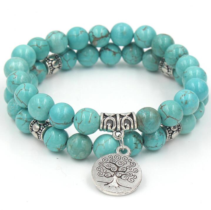 Cleopatra Inspired  Ruberthen Tree of Life jewelry Yoga Mala Bracelet Stone Healing Protection Elastic Beaded Stacking Bracelet Spiritual jewelry
