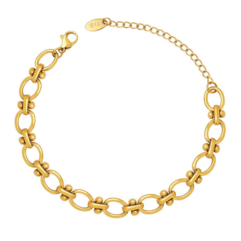 Luxury Thick chain interlocking couple girl gift bracelet jewelry accessories