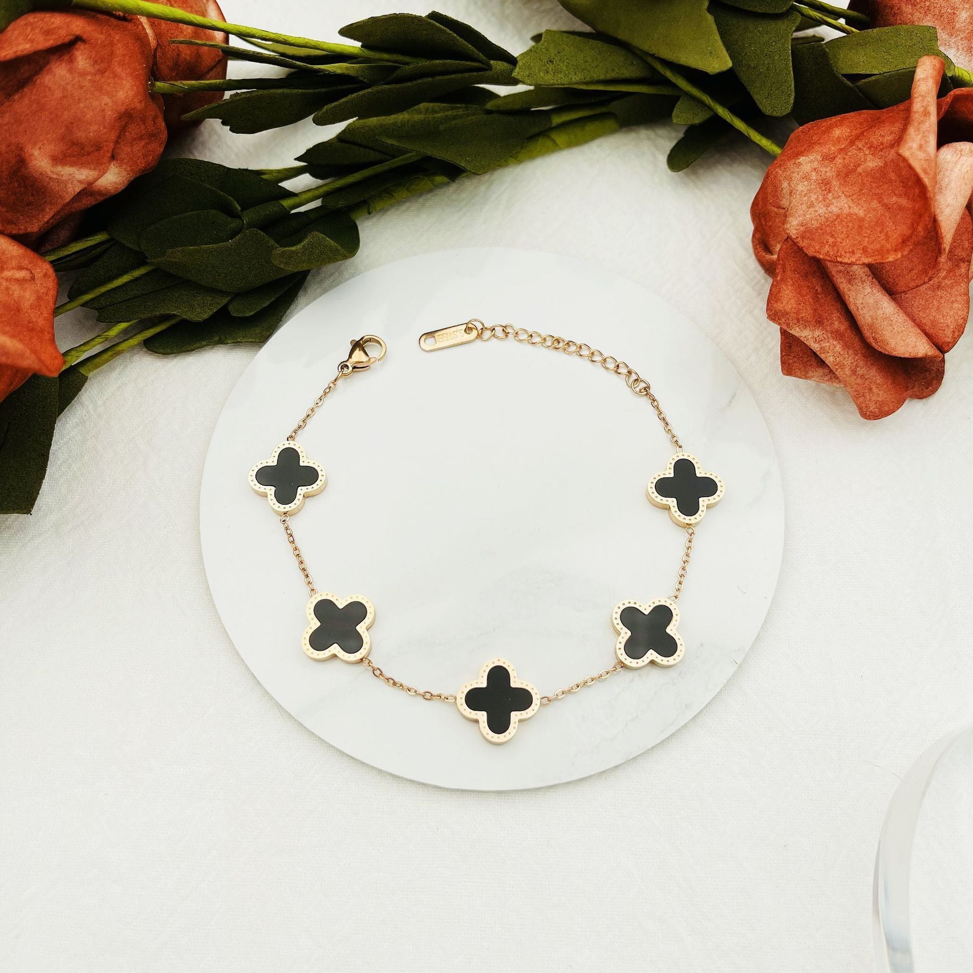 BTS J-Hope Lucky Clover Bracelet - KPOP Titanium Steel Four Leaf Charm | Couple Jewellery