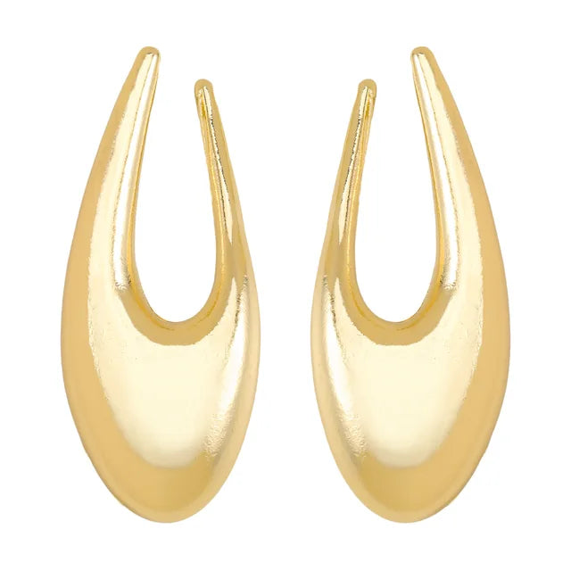 Vintage Metal Texture Irregular Leaf-shaped Geometric Large Earring for Women Statement Chunky Trend Jewelry  New