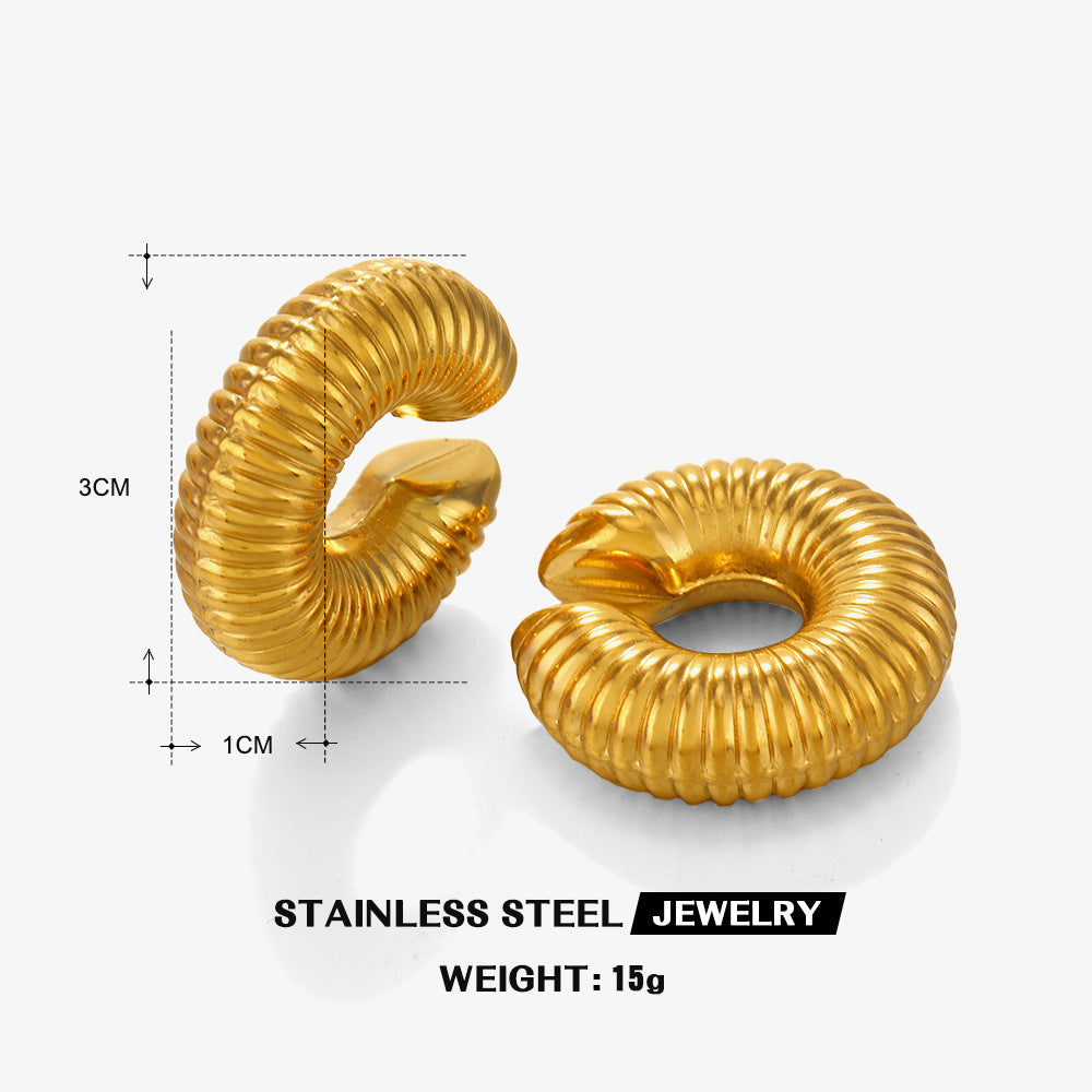 Shape Hollow Round Ear Cuff Stainless Steel No Puncture Female Ear Clip Fashion Party Jewelry for Women Men New