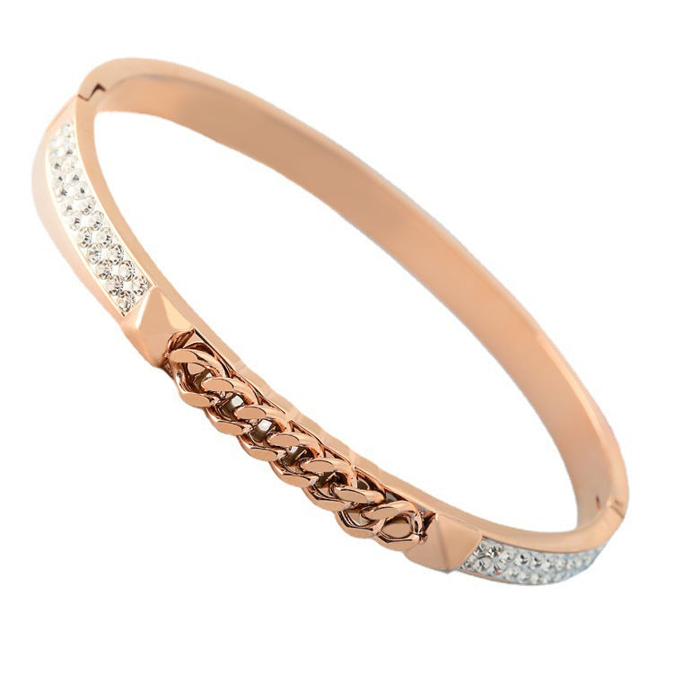 Rose Gold Open Bracelet ins Korean Light Luxury Diamond Jewelry Temperament Bracelet