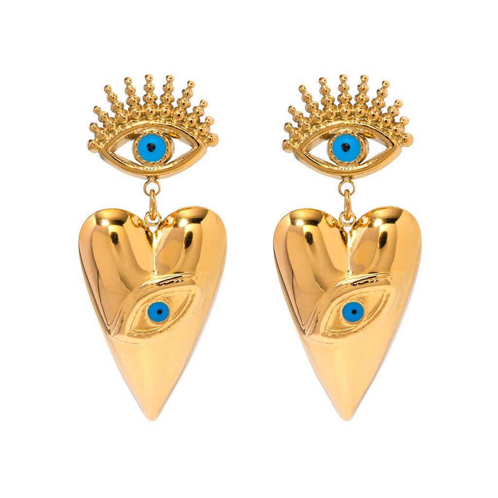 Cleopatra inspired  trendy stainless steel oil dripping devil eye earings