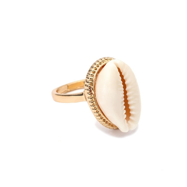 Bohemian Antique Silver Shell Ring Midi Finger Knuckle Rings for Women Summer Beach Jewelry Anillos Accessories