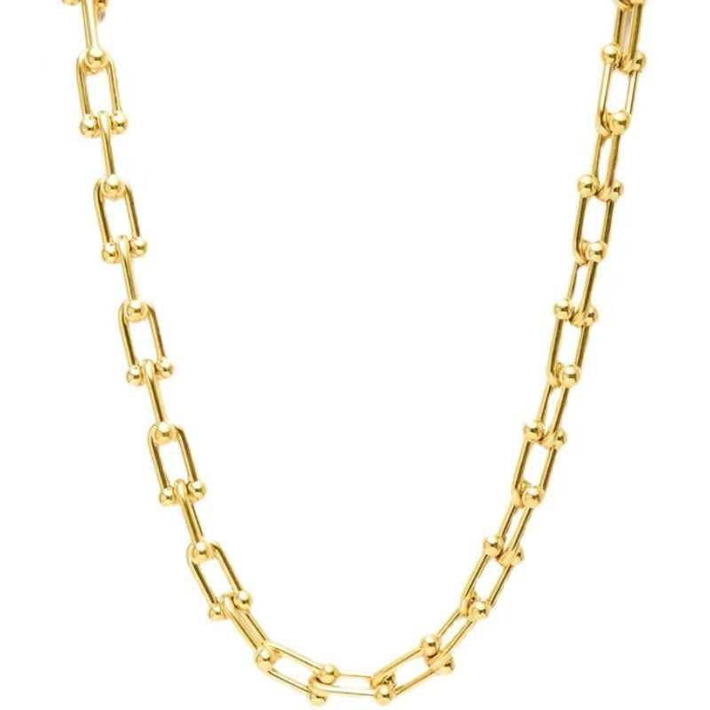 Fashionable 18K gold-plated new stainless steel jewelry U-shaped chain necklace, geometric punk necklace for women