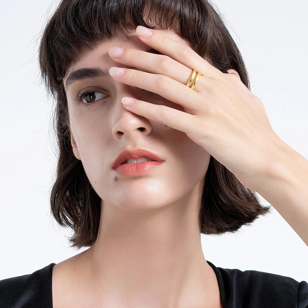 African Spiral Line Rings For Women Gold Color Simple Ring Fashion Jewelry Stainless Steel Party