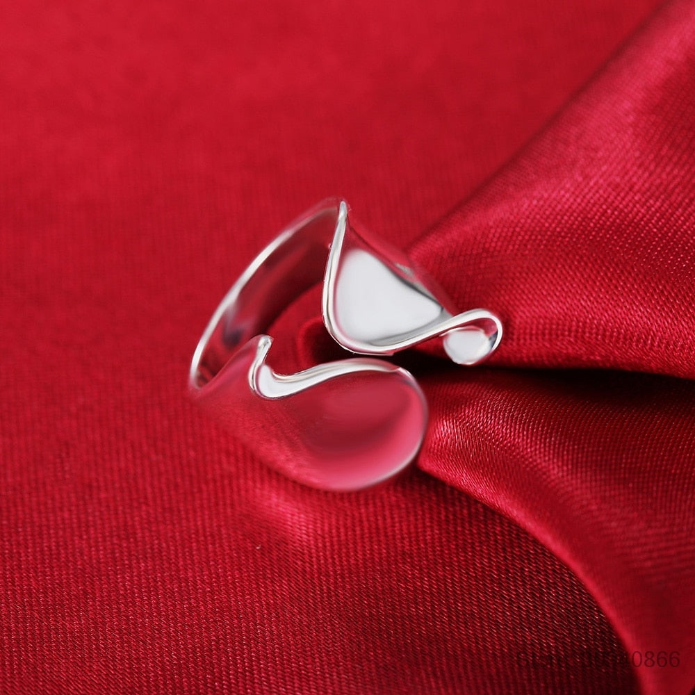 925 Sterling Silver Unique Design Smooth Ring For Women Jewelry Beautiful Finger Open Ring