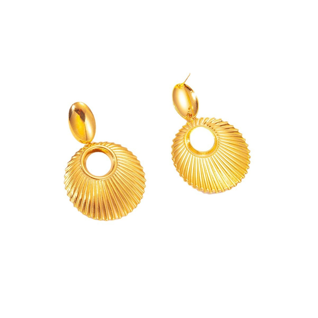 African Queen inspired Shell Texture Charm Pendant Stainless Steel Earrings for Women, Retro High-quality Daily Jewelry Earrings