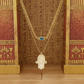 Cleopatra Inspired Titanium Steel Geometric Pearl Oyster Pendant Necklace