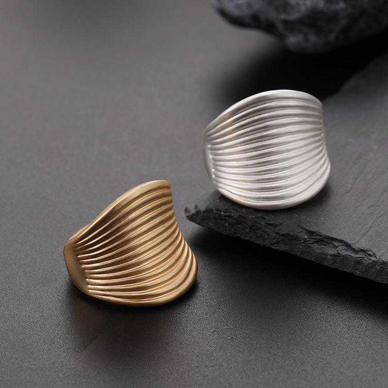 Bagues géométriques irrégulières épaisses couleur or et argent pour femmes hommes, bague de doigt réglable avec corde élastique, bijoux à la mode
