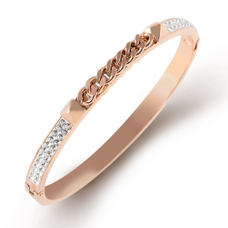 Rose Gold Open Bracelet ins Korean Light Luxury Diamond Jewelry Temperament Bracelet