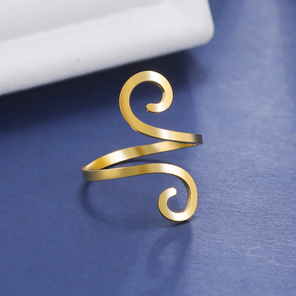 Cleopatra Stainless Steel Large Spiral Ring Women Gold Color Adjustable Finger Rings Minimalist Jewelry Valentine Gift New In