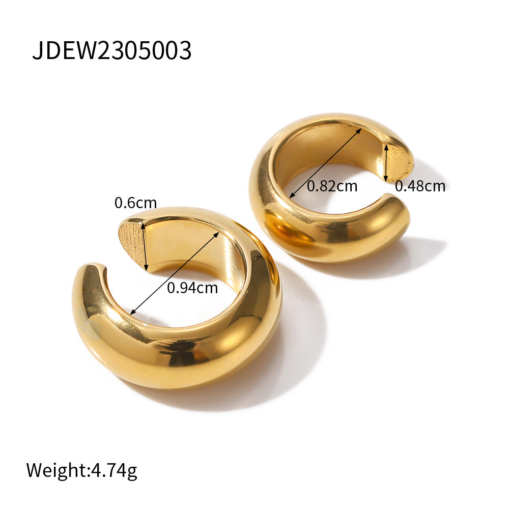 Shape Hollow Round Ear Cuff Stainless Steel No Puncture Female Ear Clip Fashion Party Jewelry for Women Men New
