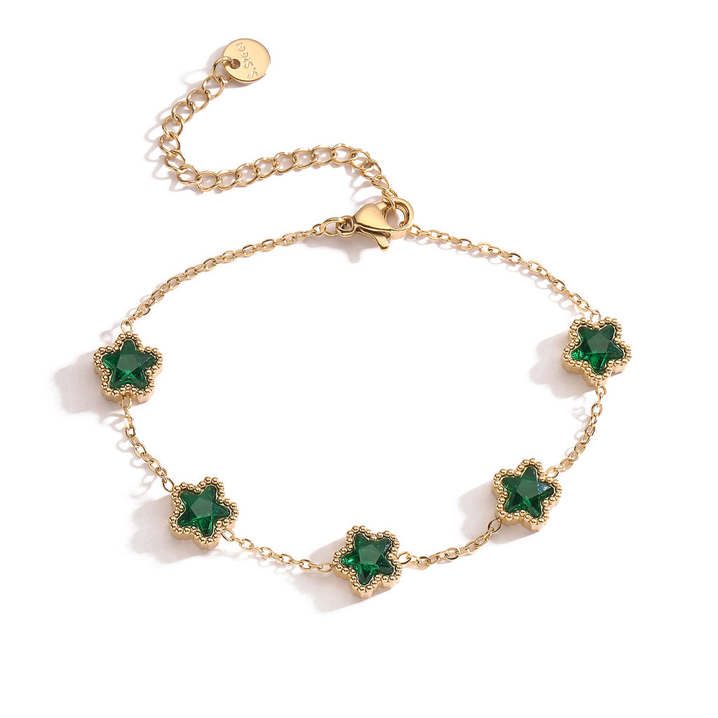 Bracelet en acier au titane avec zircon pour femmes, bijoux de niche exquis, polyvalents et inaltérables
