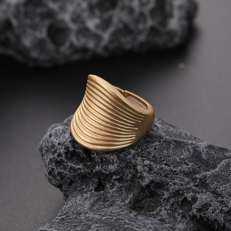 Geometric Irregular Chunky Gold Silver Color Rings for Women Men Personality Elastic Rope Adjustable Finger Ring Fashion Jewelry