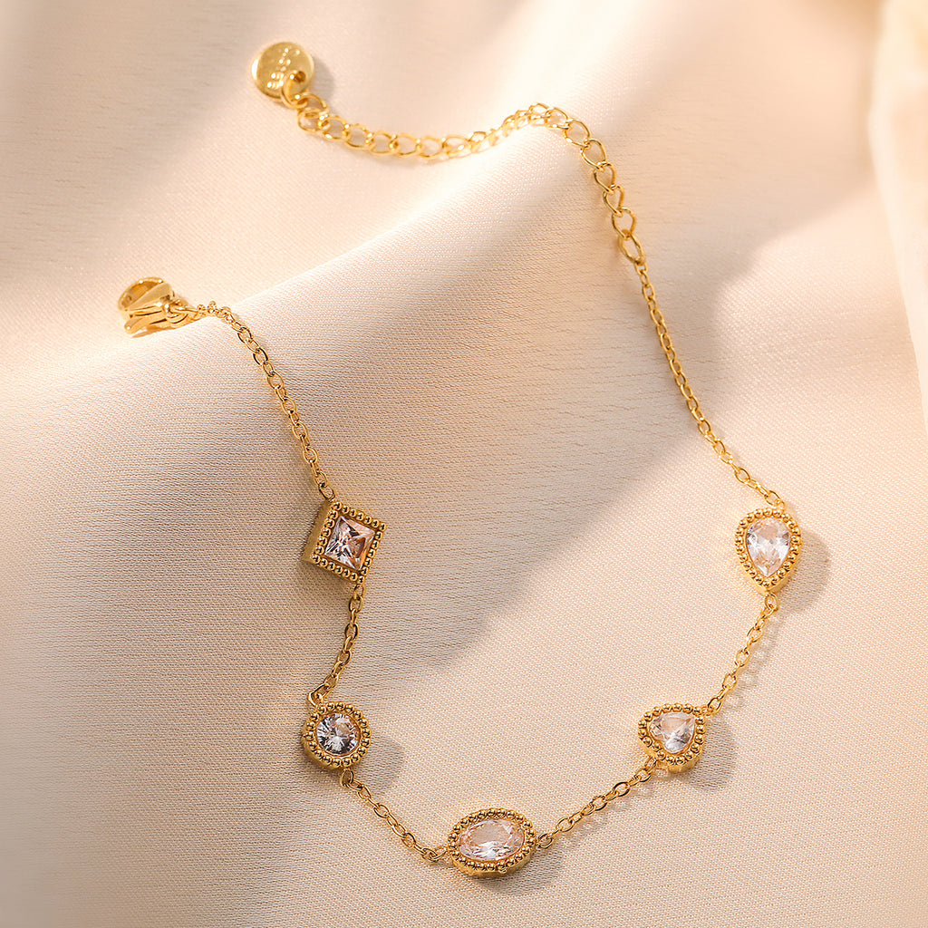Bracelet en acier au titane avec zircon pour femmes, bijoux de niche exquis, polyvalents et inaltérables