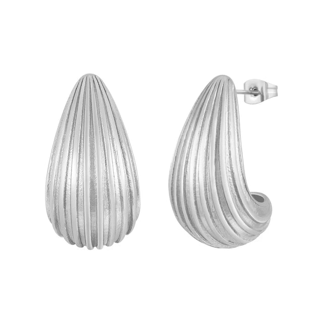 Geometric Rain Drop Hollow Stripe Stud Earrings  For Women