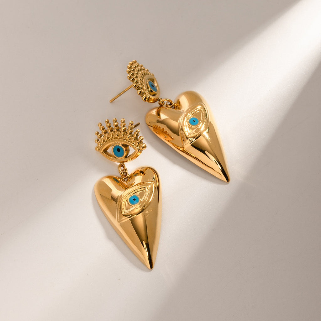 Cleopatra inspired  trendy stainless steel oil dripping devil eye earings