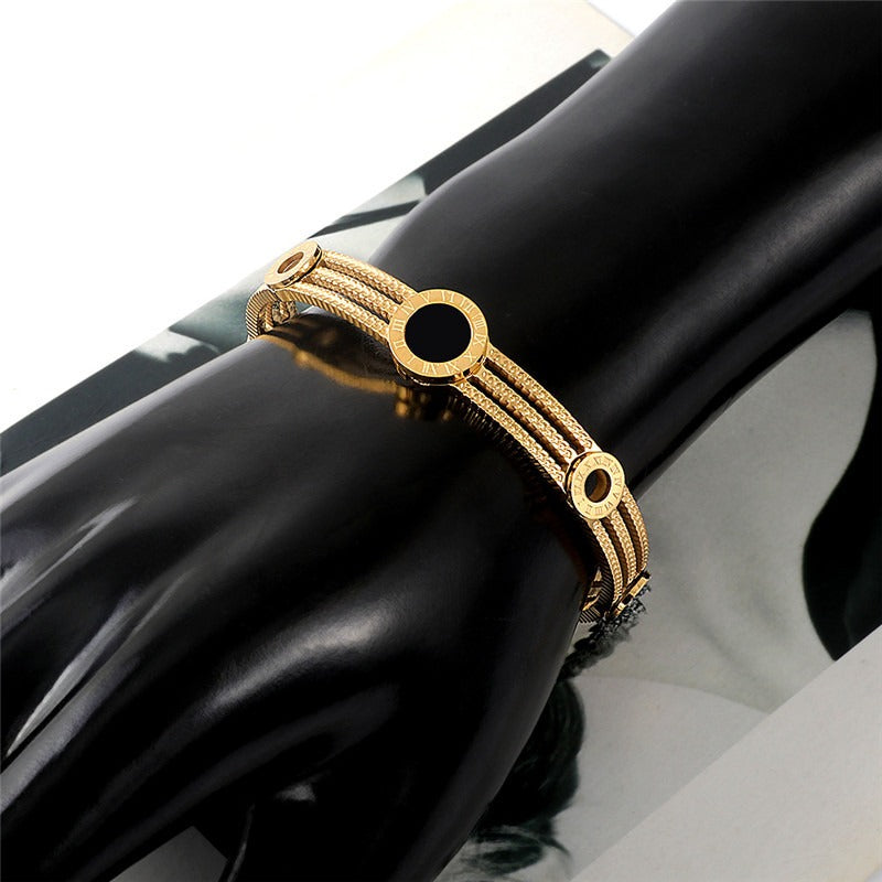 Stainless steel jewelry star cross diamond bracelet titanium steel sticky black brick bracelet