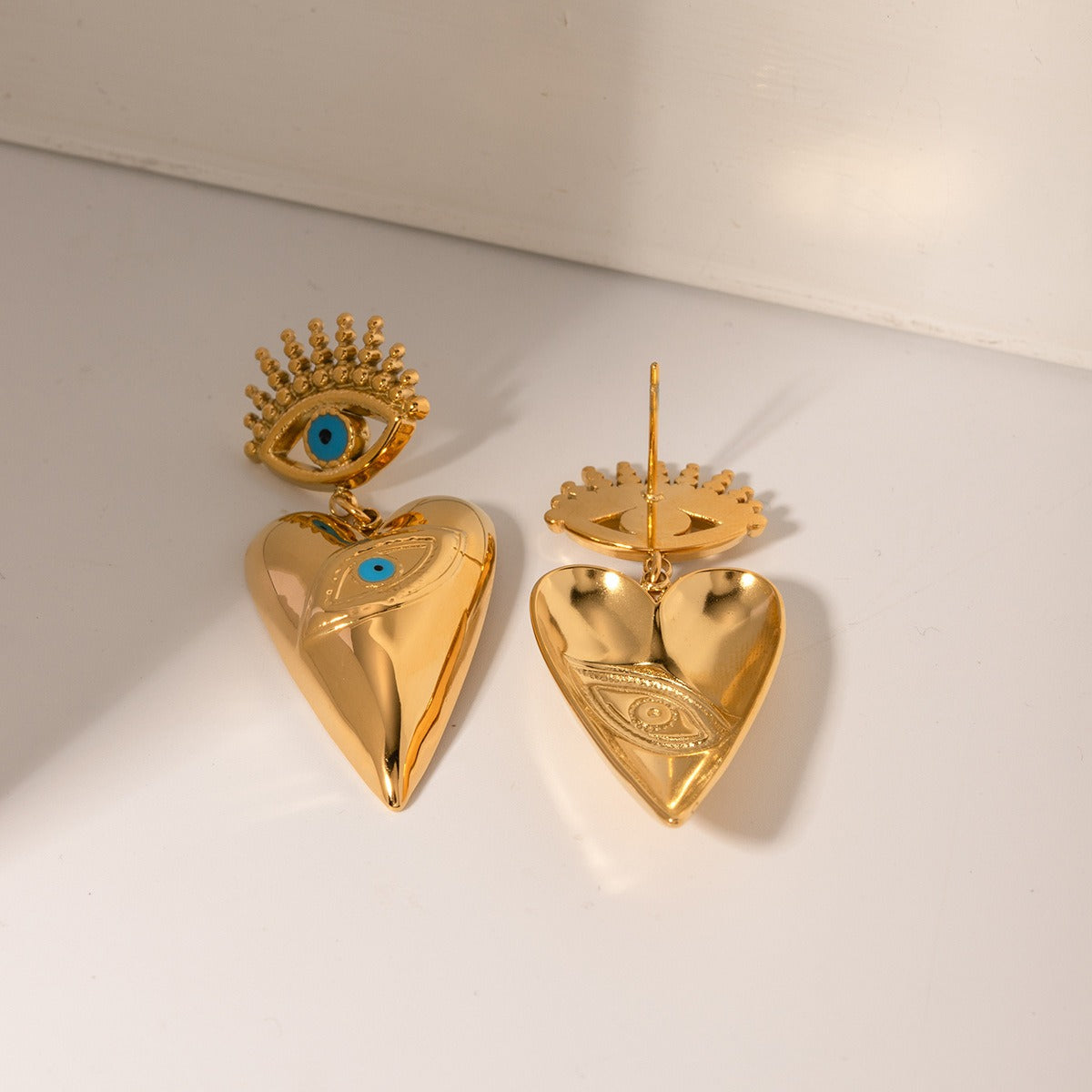 Cleopatra inspired  trendy stainless steel oil dripping devil eye earings