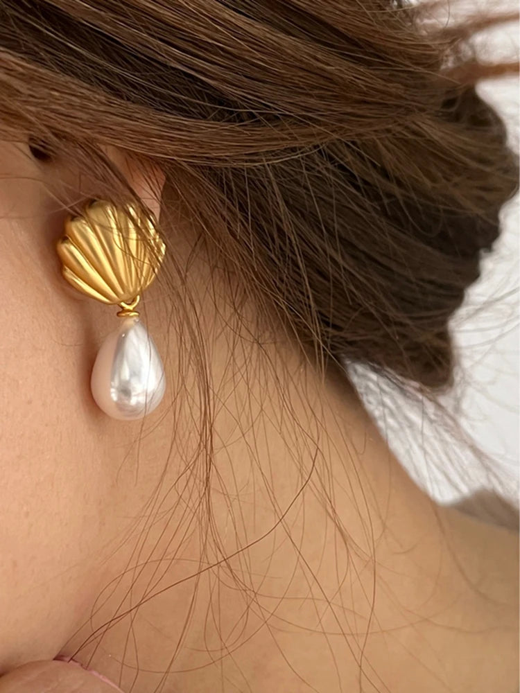 Nouvelles boucles d'oreilles pendantes en perles givrées pour femmes, style français, bijoux vintage, cadeaux.