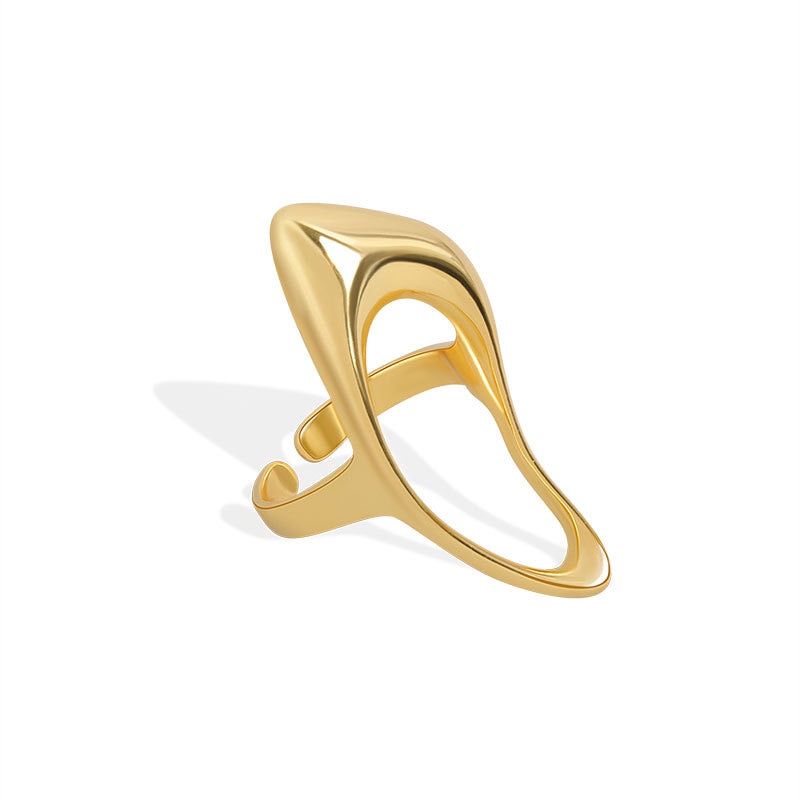 Silver Geometric Hollow Ring for Women - Adjustable Statement Fashion Jewellery