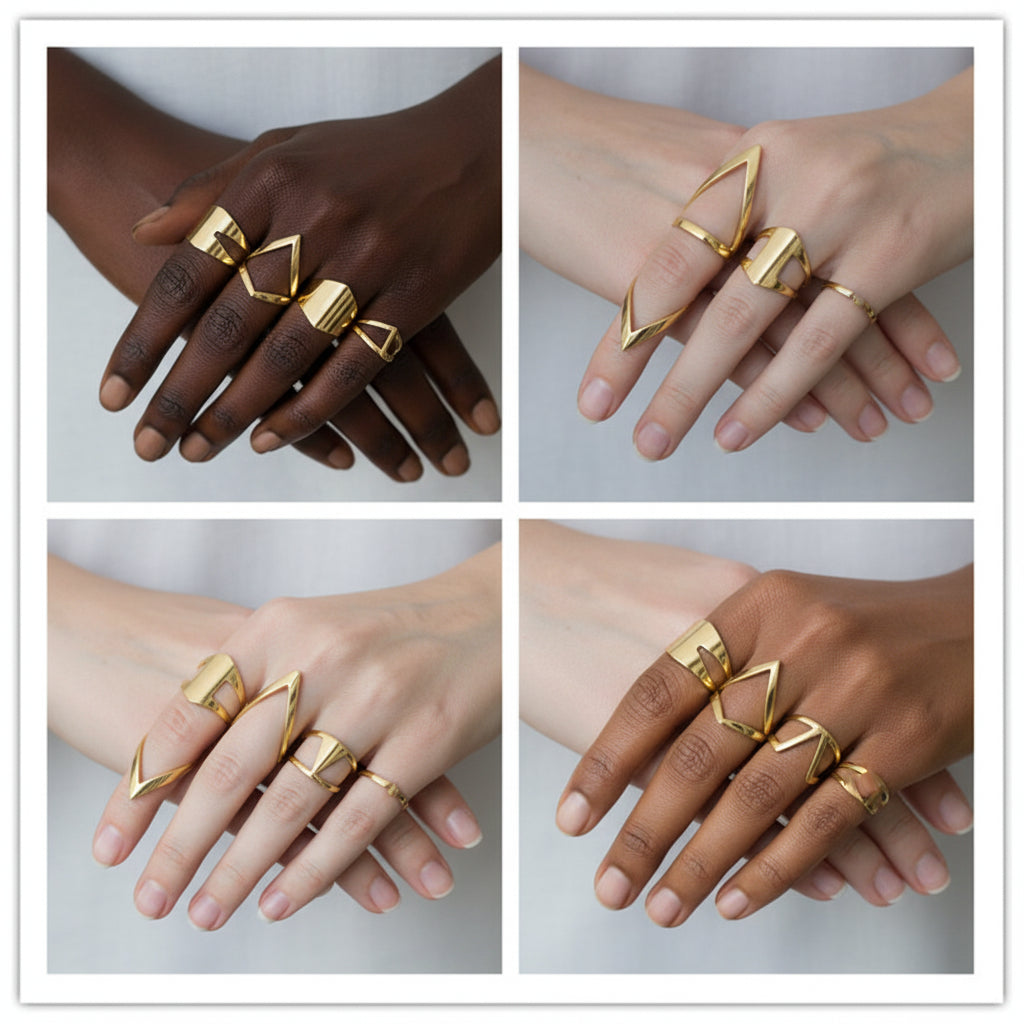 African Princess Inspired Wide Statement Ring – 32mm Stainless Steel | Gold & Silver