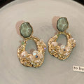 Aesthetic Zircon Flower Hanging Earrings for Women Gold Color Big Drop Women's Earrings Party Trending Jewelry Gift