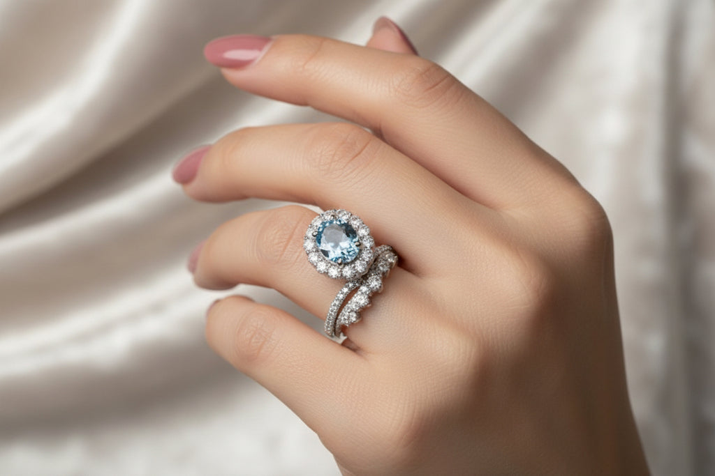 Princess inspired 2 pieces set Vintage Oval Cut Natural Crystal Engagement Ring Set Anniversary Gift Women Wedding Banquet Party Jewelry Ring