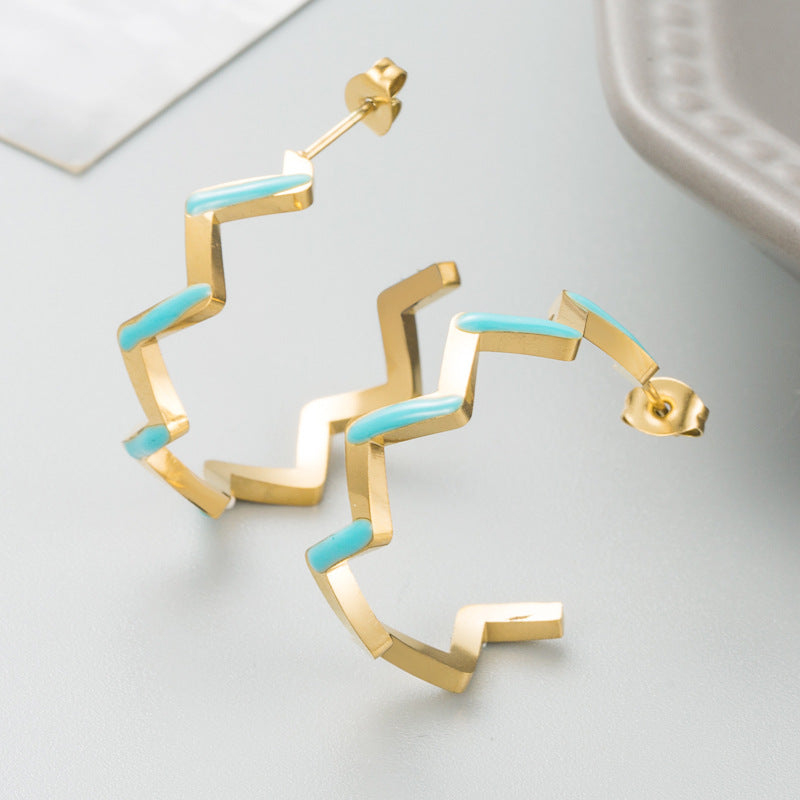 Trendy Titanium Steel Earrings Female Hollow Fashion Geometric Personality Creative Earrings Titanium Steel Jewelry