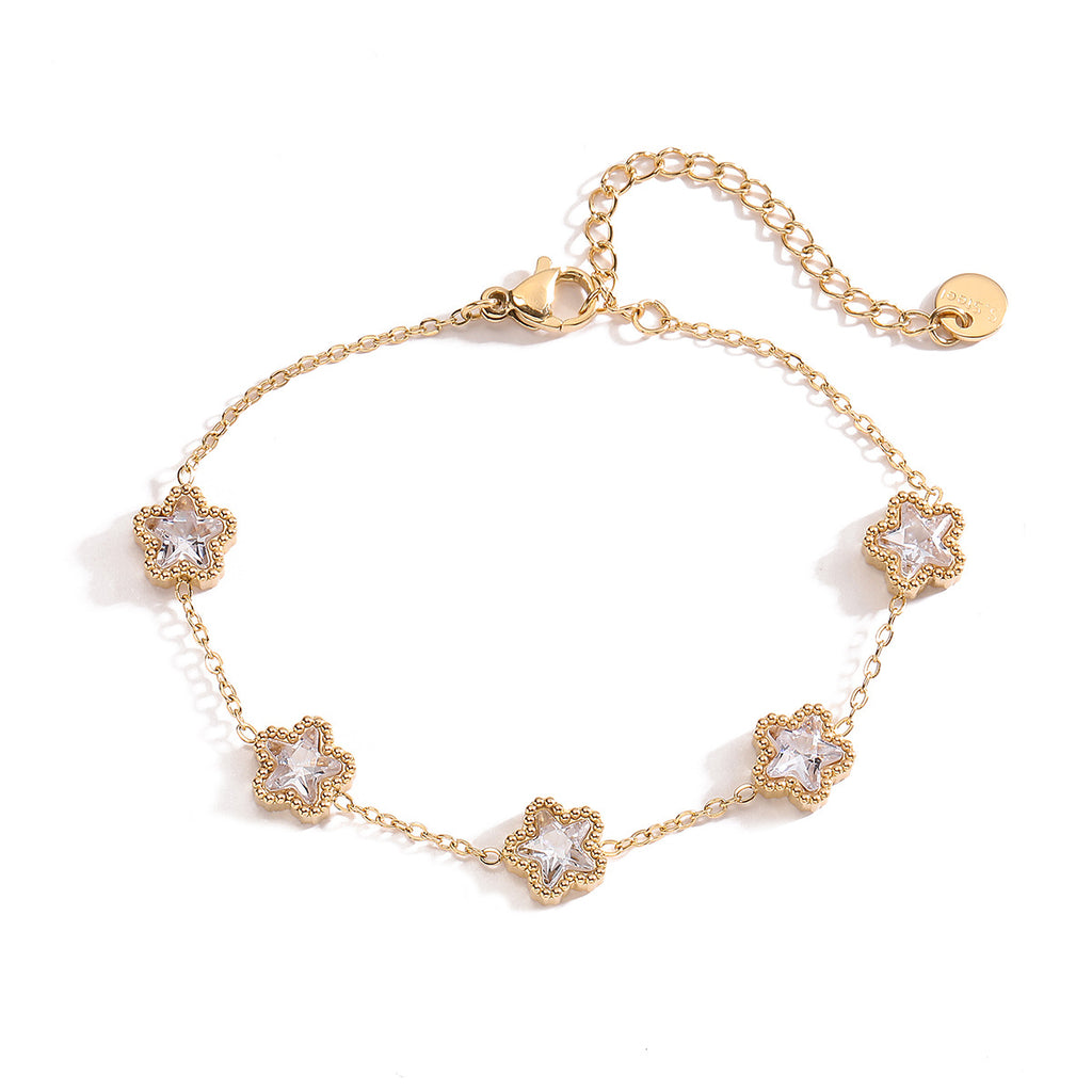 Bracelet en acier au titane avec zircon pour femmes, bijoux de niche exquis, polyvalents et inaltérables