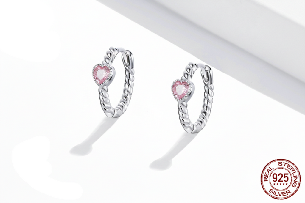 Pure Love Heart Earrings - S925 Sterling Silver with Zircon Stones