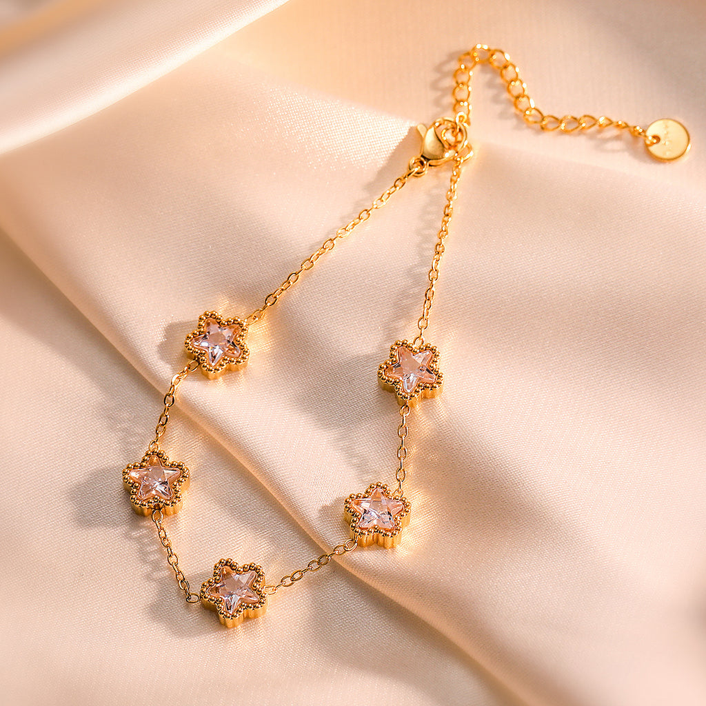 Bracelet en acier au titane avec zircon pour femmes, bijoux de niche exquis, polyvalents et inaltérables