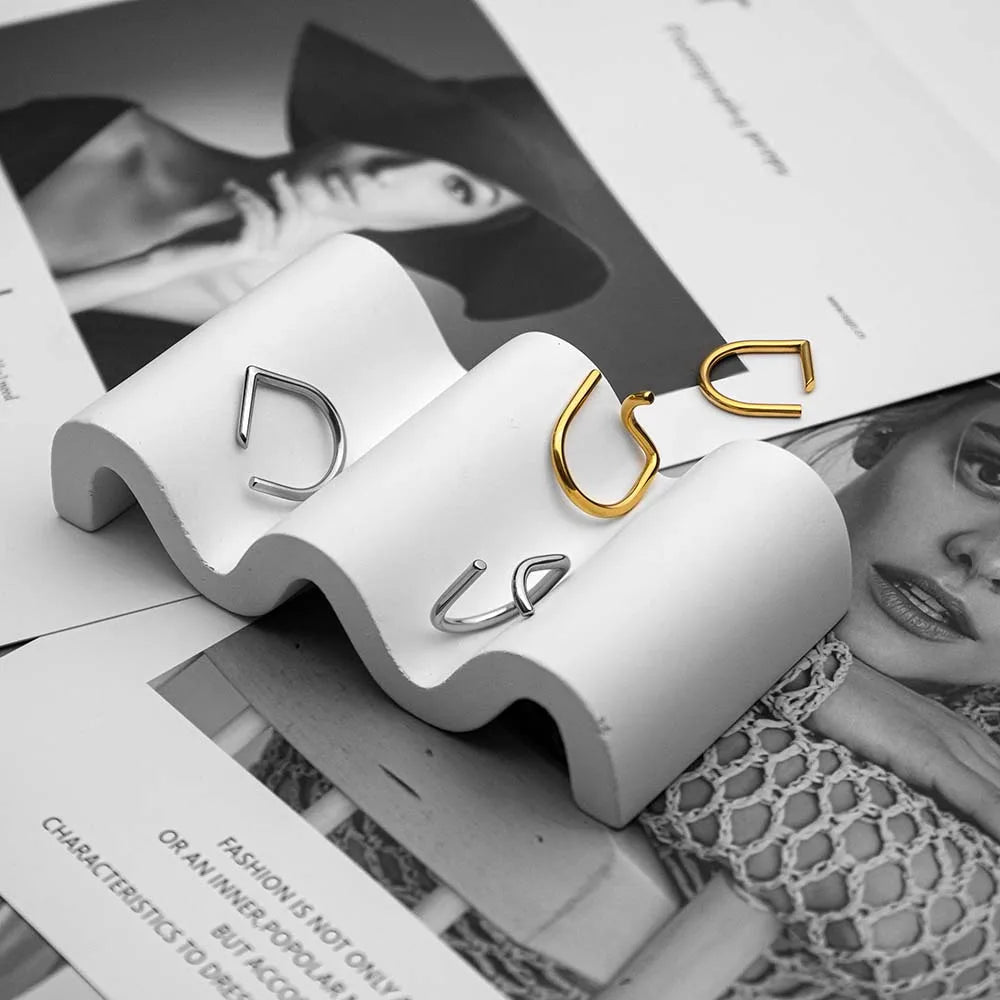 geometric  New Futuristic Ring For Women  Stainless Steel Gold Color Fashion Jewelry Rings Graduation