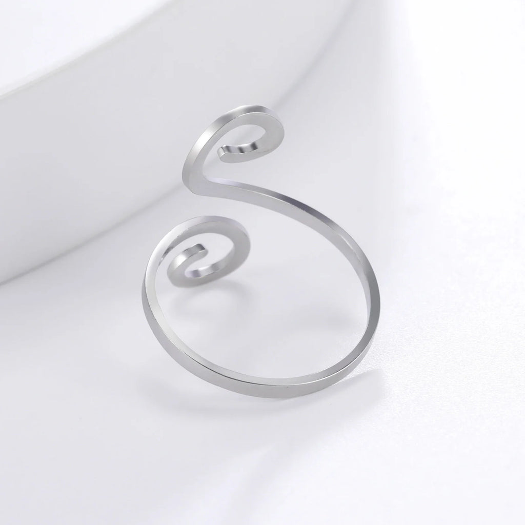Cleopatra Stainless Steel Large Spiral Ring Women Gold Color Adjustable Finger Rings Minimalist Jewelry Valentine Gift New In