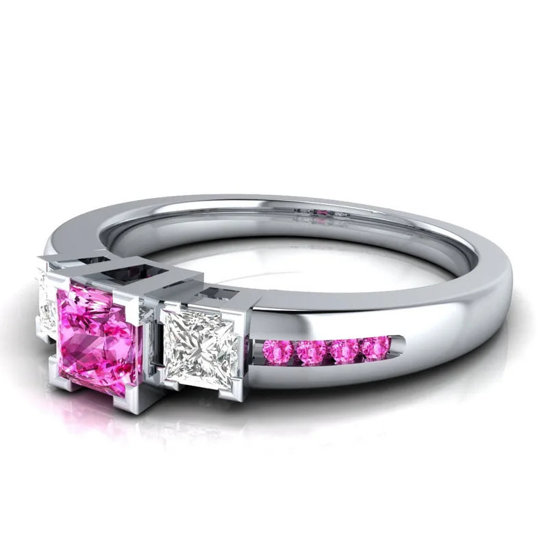 Classic Women Ring 925 Silver with Sapphire Emerald Amethyst Gemstone Jewelry Wedding Party Gifts size 6-10 wholesale