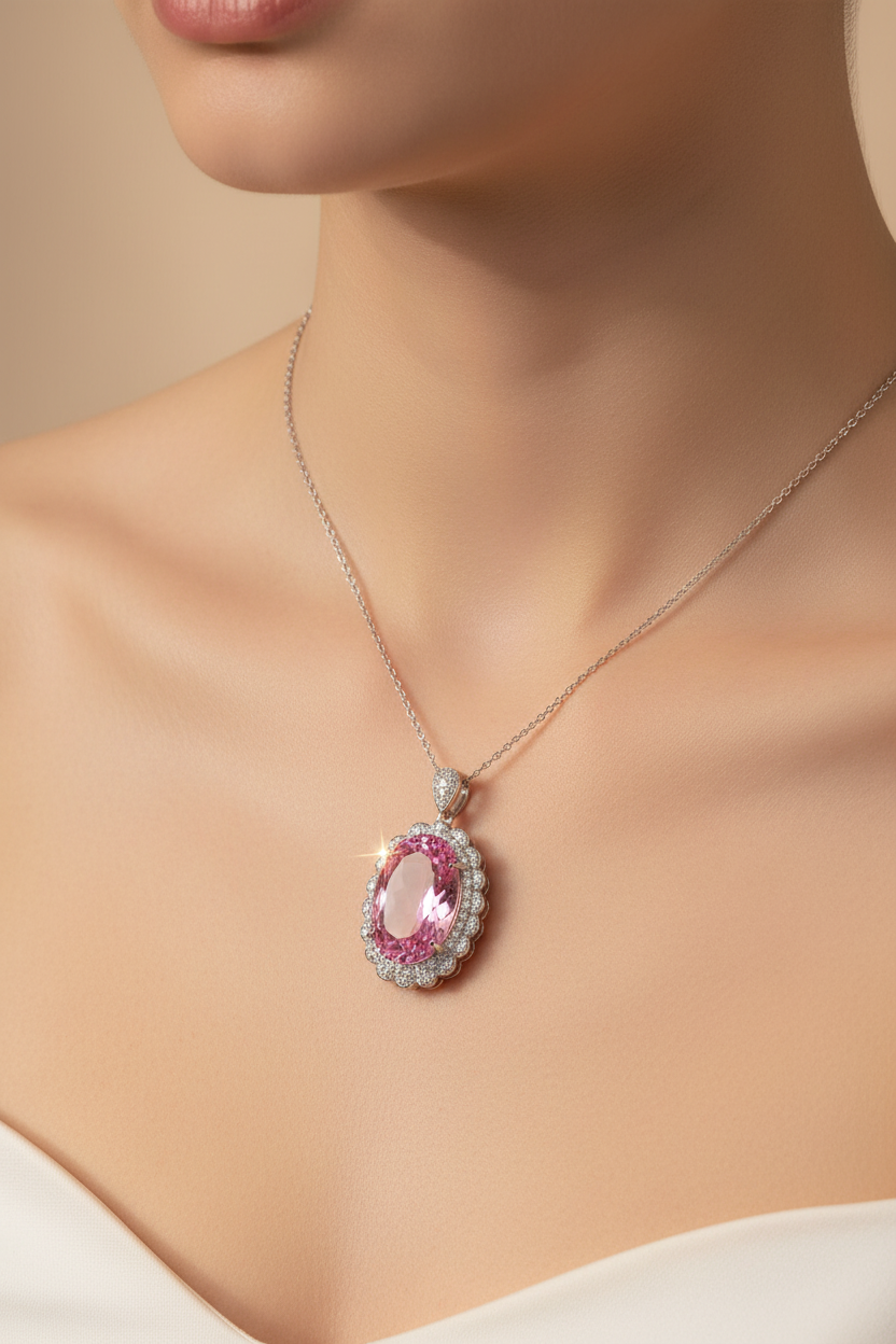 Queen-Inspired Pink Morgan Stone & Zircon Jewelry Set | Lady Daisy