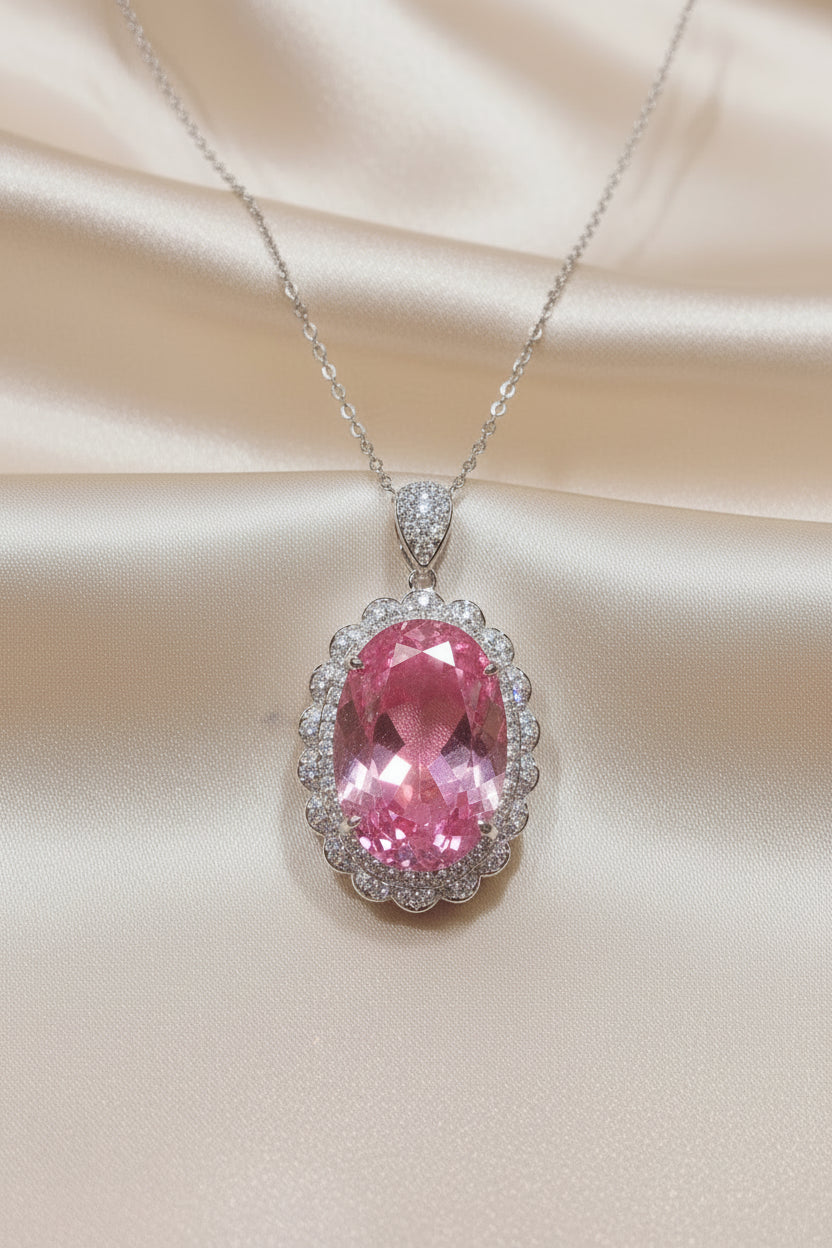 Queen-Inspired Pink Morgan Stone & Zircon Jewelry Set | Lady Daisy