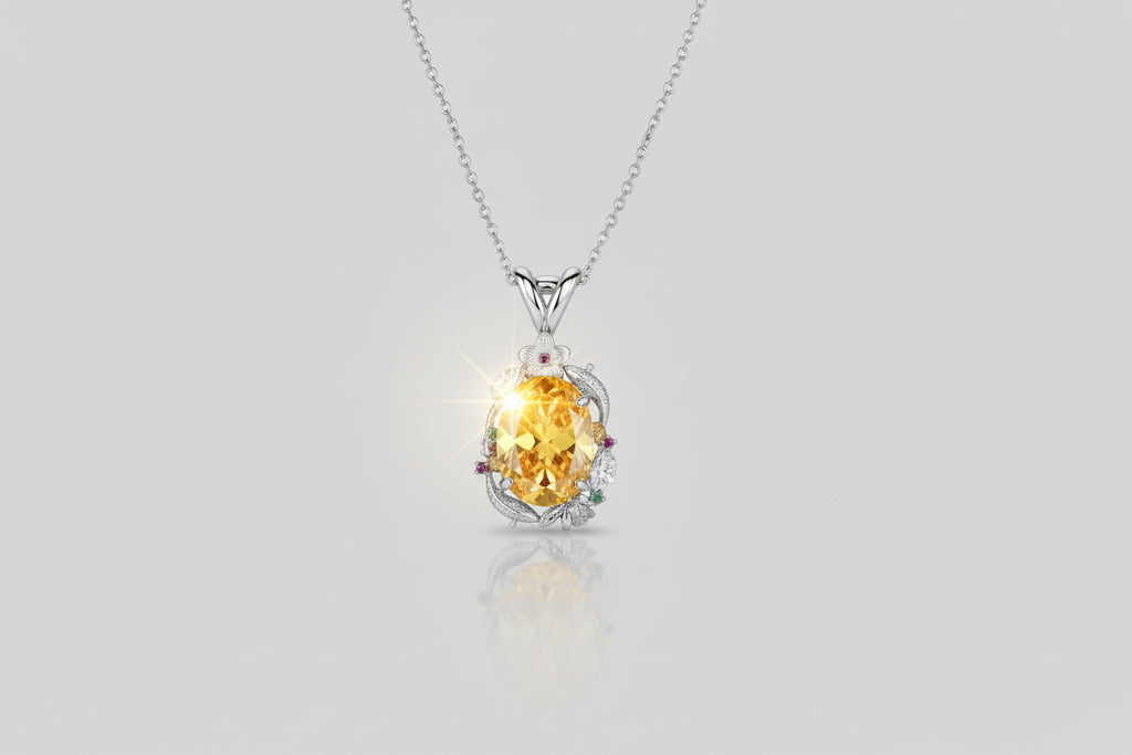 Queen Victoria Inspired Vintage Jewelry Set Yellow Canary Crystal Citrine Adjustable Ring 925 Plated Zircon