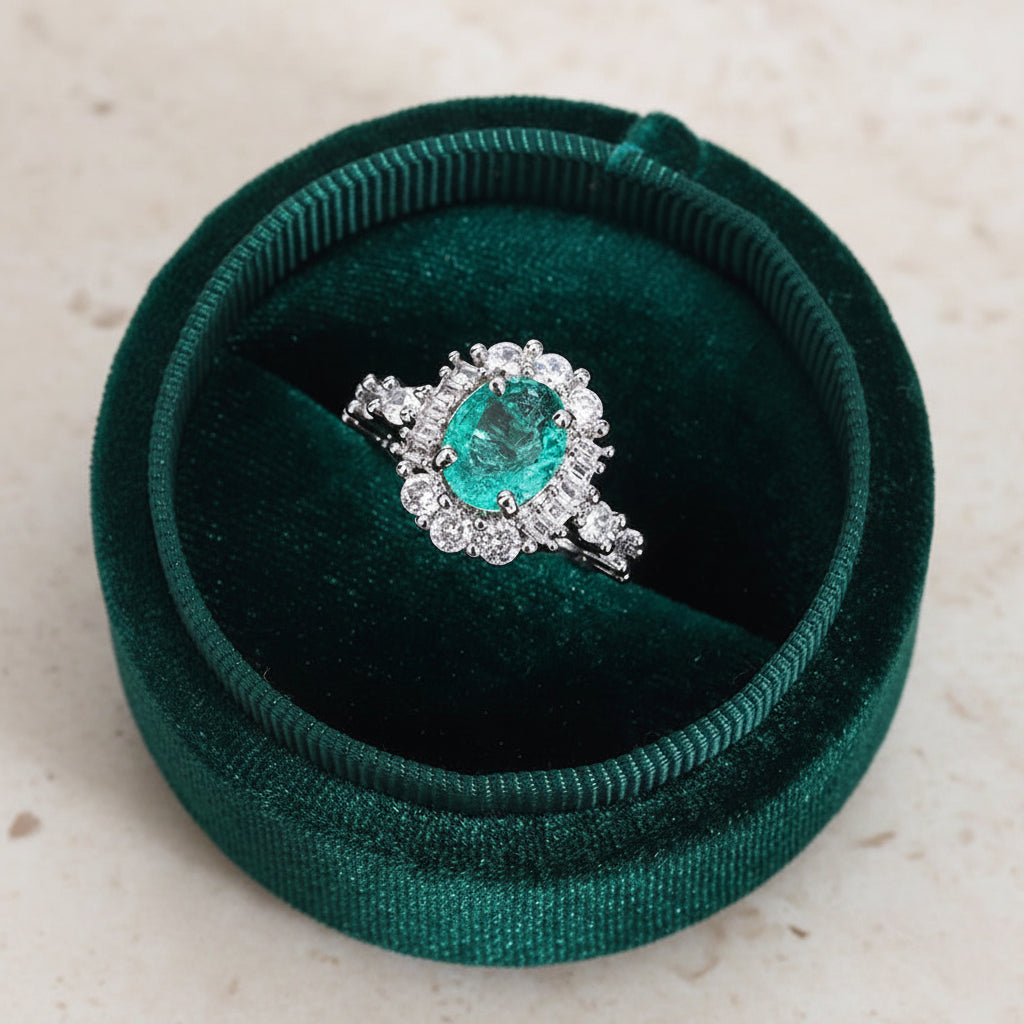 Enchanted Paraiba Green Crackled Ice Crystal Ring | Fairy Tale Princess Ring in 925 Silver