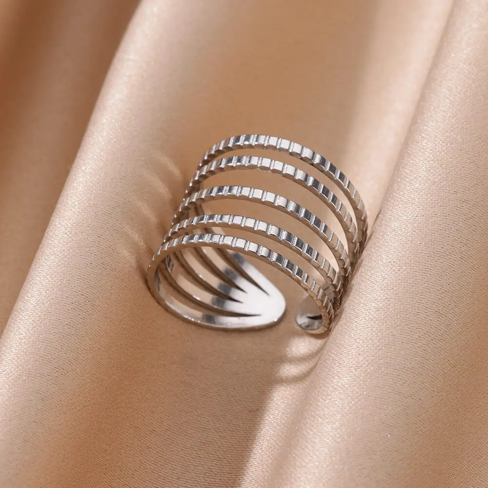 Gold Color Stainless Steel Heart Shape Open Ring For Women Non-Discoloration Fashion Exquisite Aesthetic Romantic Couple Jewelry
