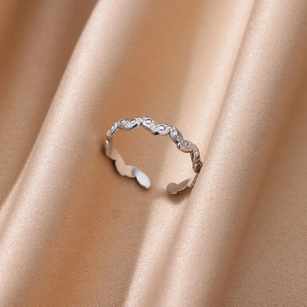 Gold Color Stainless Steel Heart Shape Open Ring For Women Non-Discoloration Fashion Exquisite Aesthetic Romantic Couple Jewelry